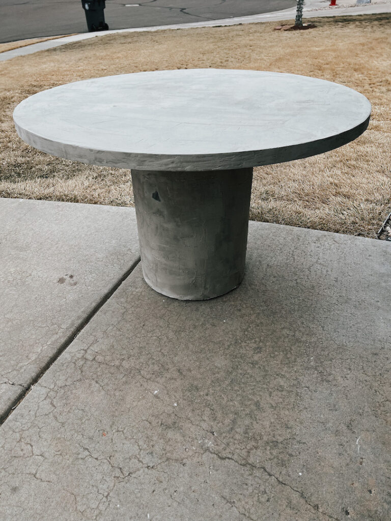 Layering concrete on a diy concrete table
